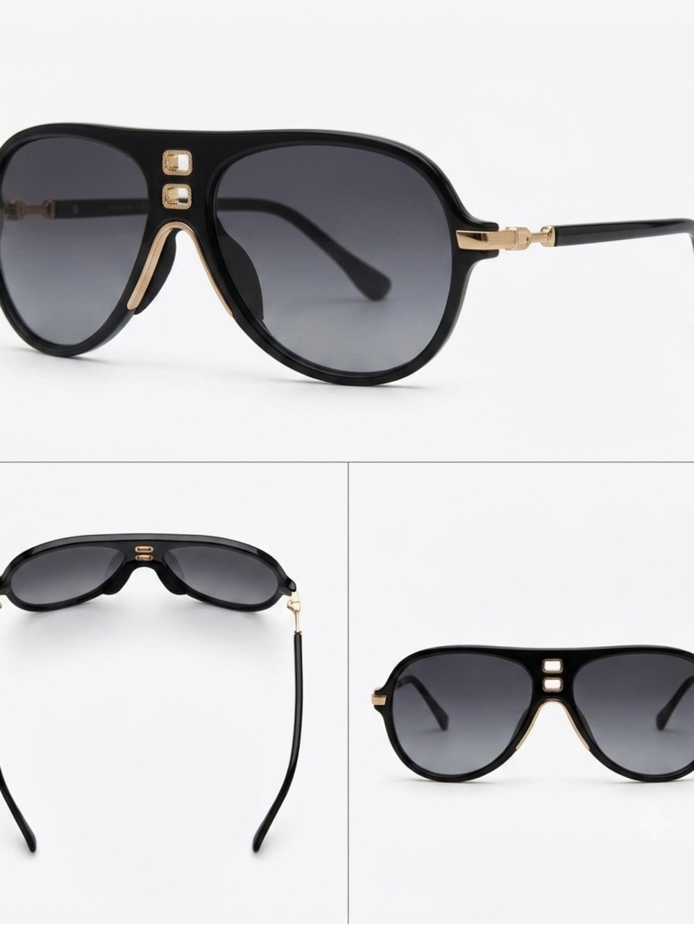 H&M x Balmain Collaboration Sunglasses - Aviator Style - Unisex - Black/Gold